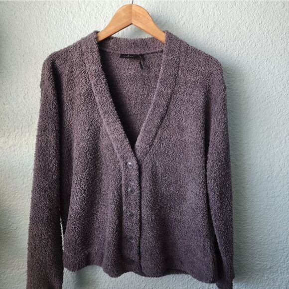 Anthropologie Out from under sweater  fluffy semi crop button front swea… - Picture 1 of 7